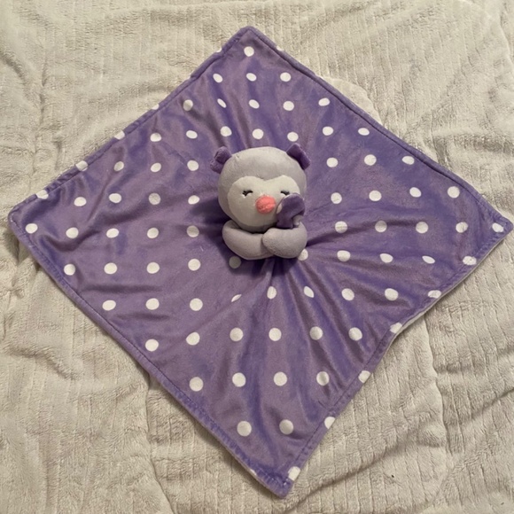 Carter’s Purple White Owl Polka Dot Sleeping Plush Baby Security Blanket Lovey - Picture 2 of 3